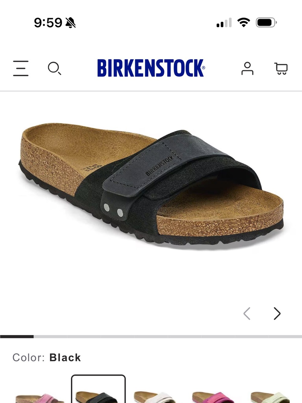 Birkenstock Black Two-Strap Slide Sandals “Oita”